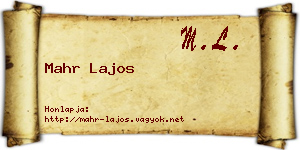 Mahr Lajos névjegykártya